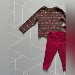 Garanimals|Baby girl matching set-Brown peace sign boho long sleeve & leggings•